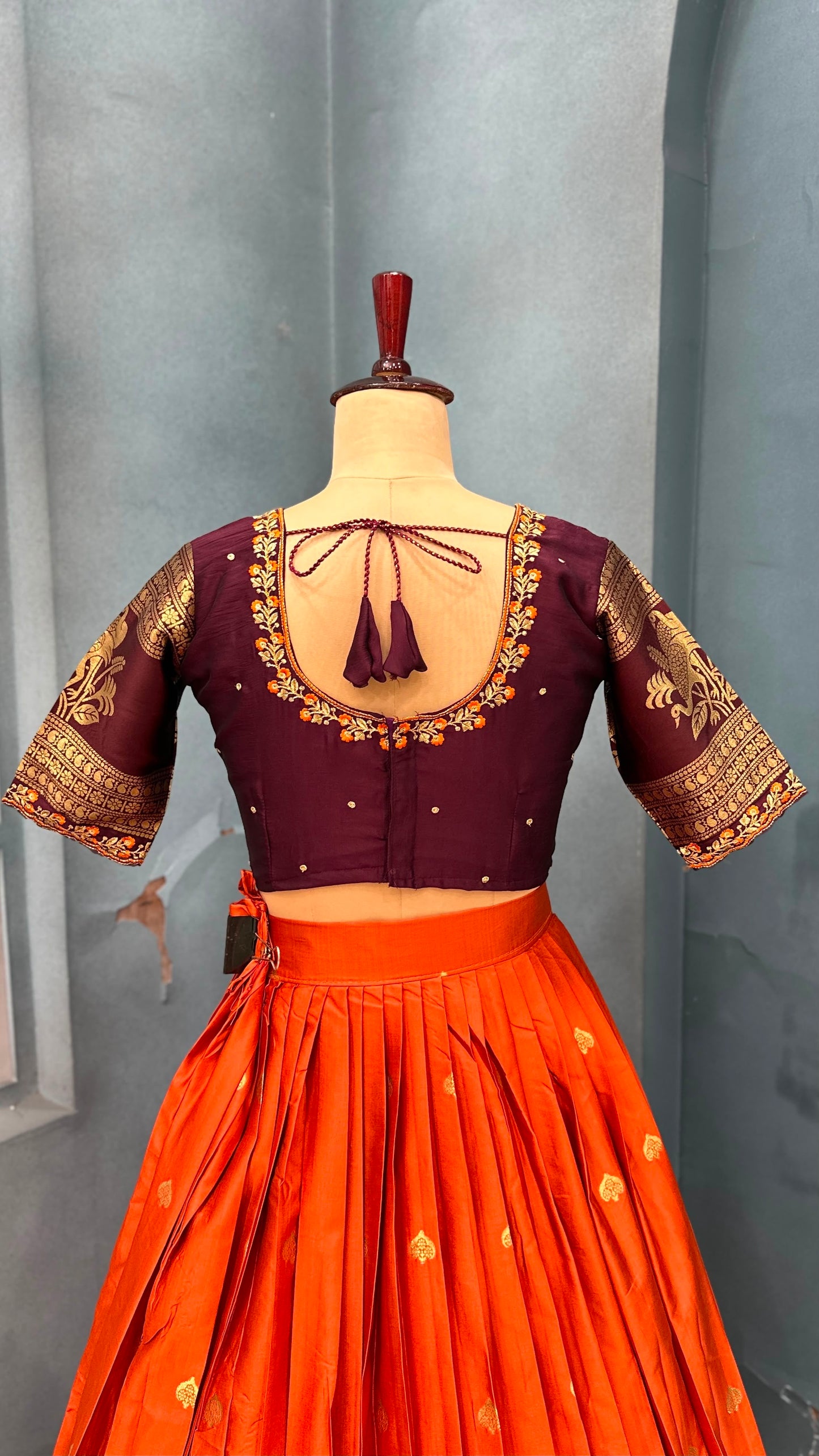 Kanjivaram fully stitched lehenga