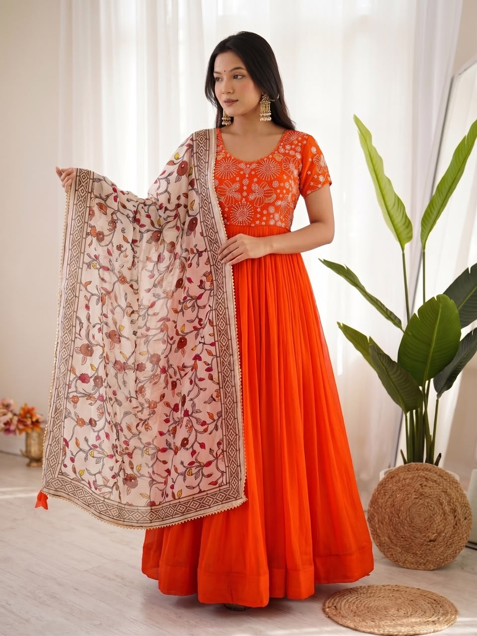 Maggam work Anarkali with duppatta