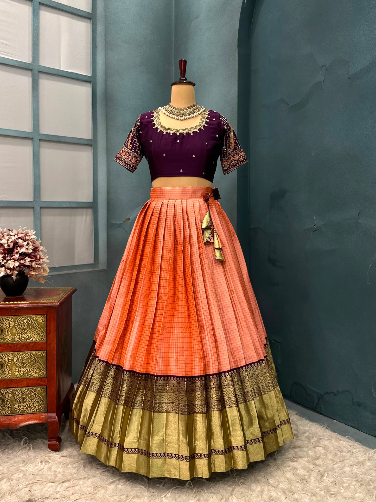 kanjivaram fully stitched halfsaree