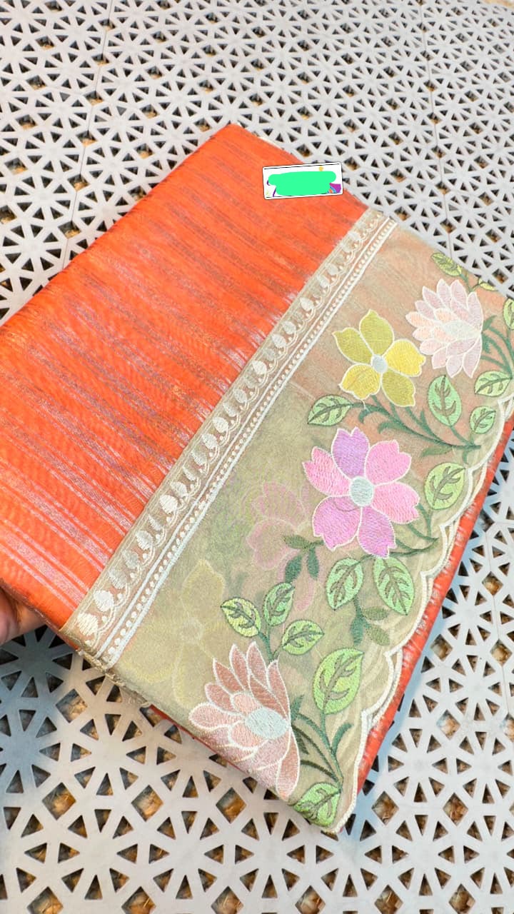 Applique work embroidery sarees