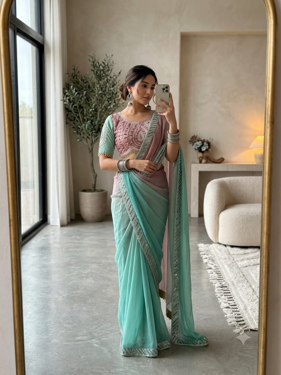 Embroidery chiffon sarees