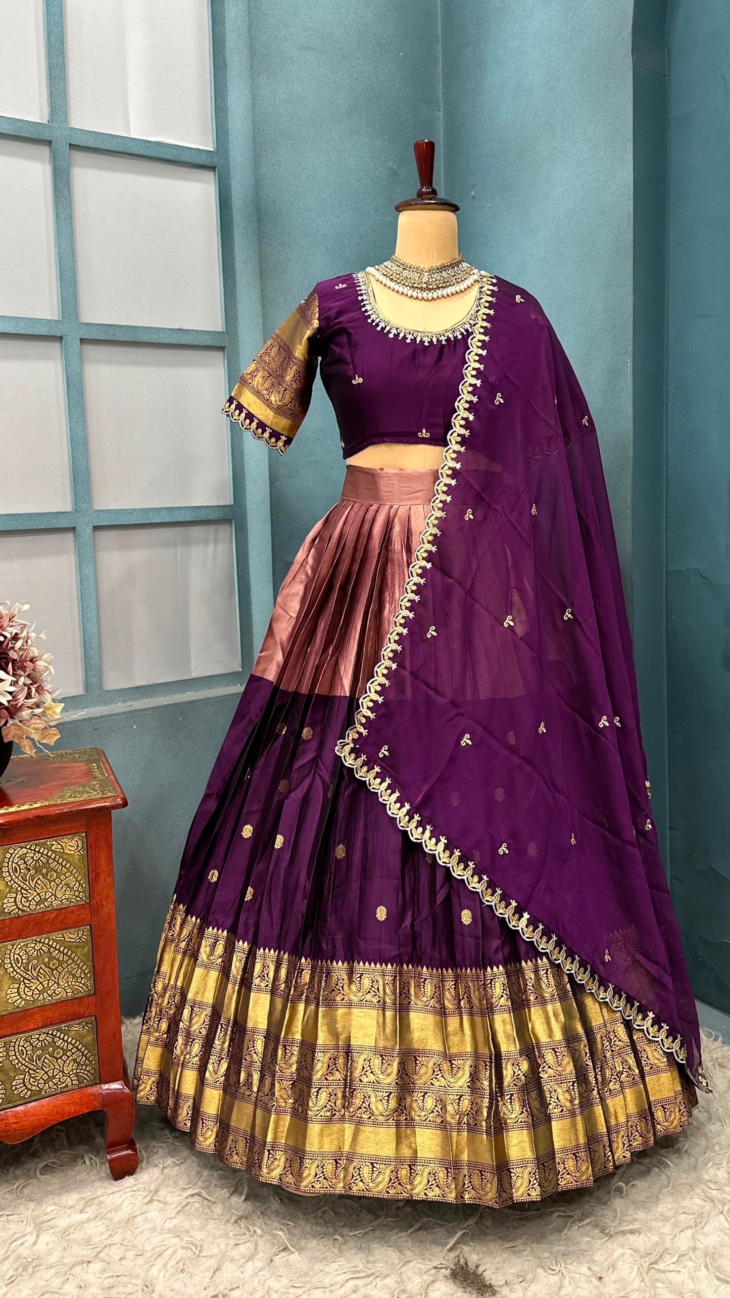 Traditional fully stiched halfsaree