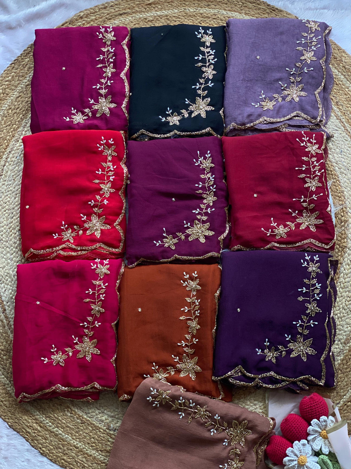 Soft crush silk saree with premium hand work