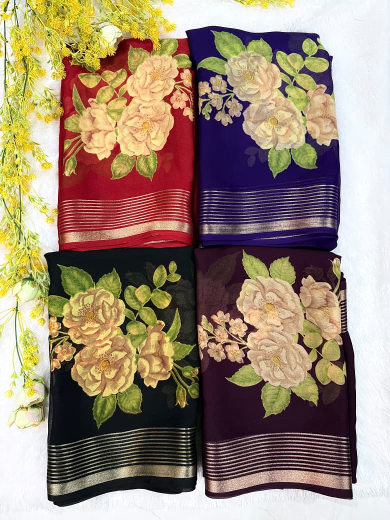 Latest floral desgin saree