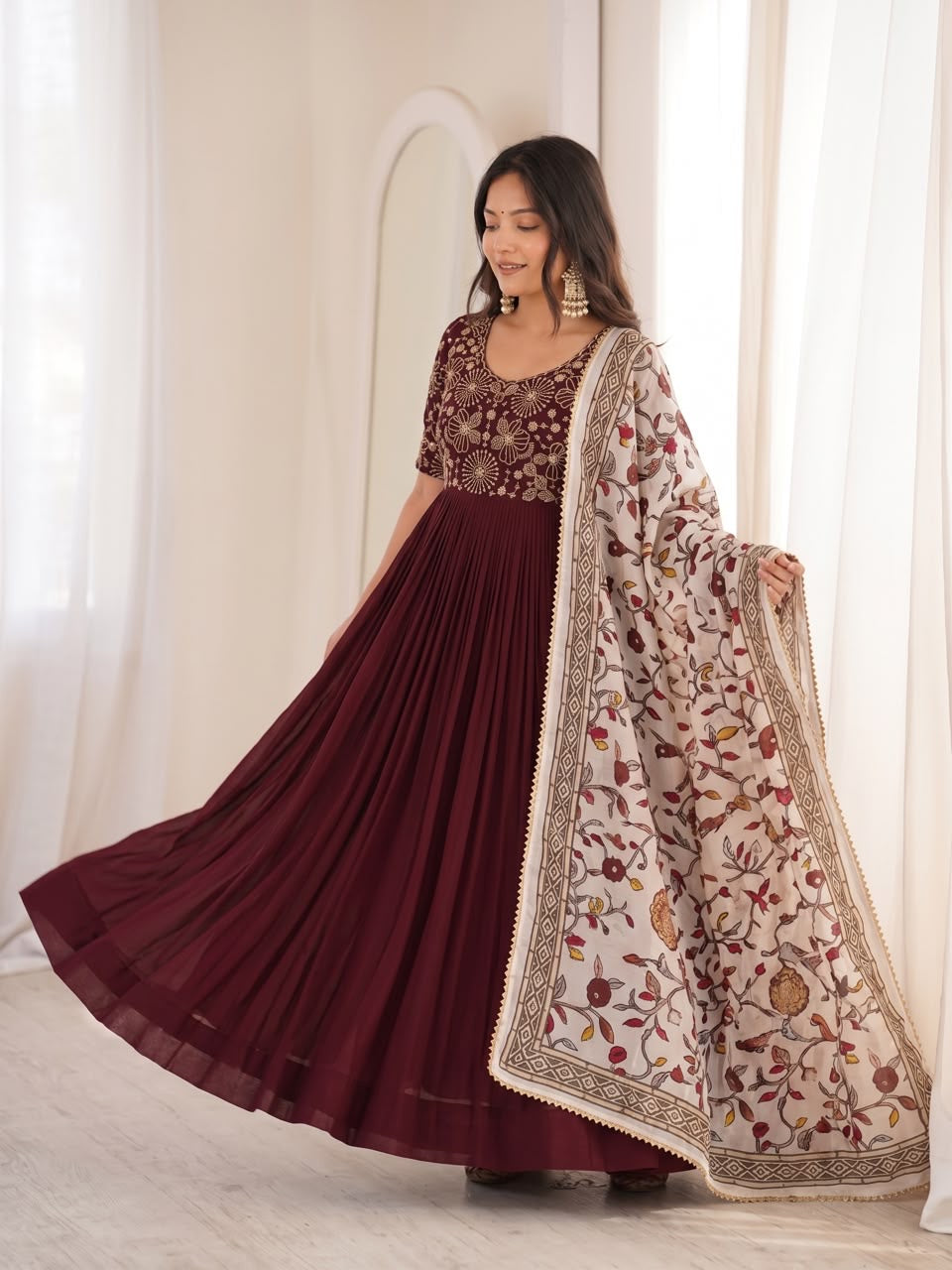 Maggam work Anarkali with duppatta