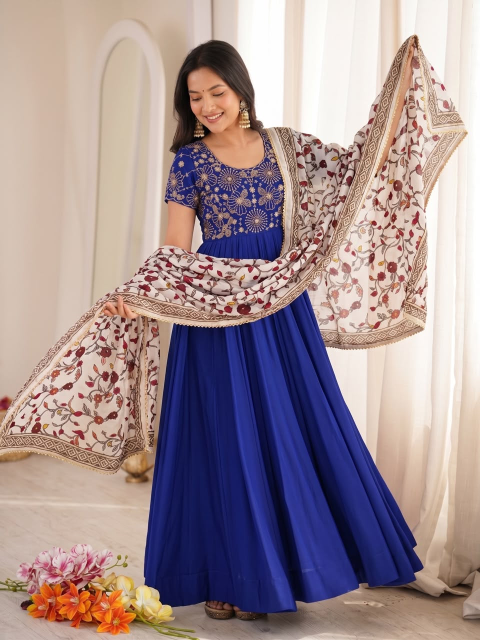 Maggam work Anarkali with duppatta