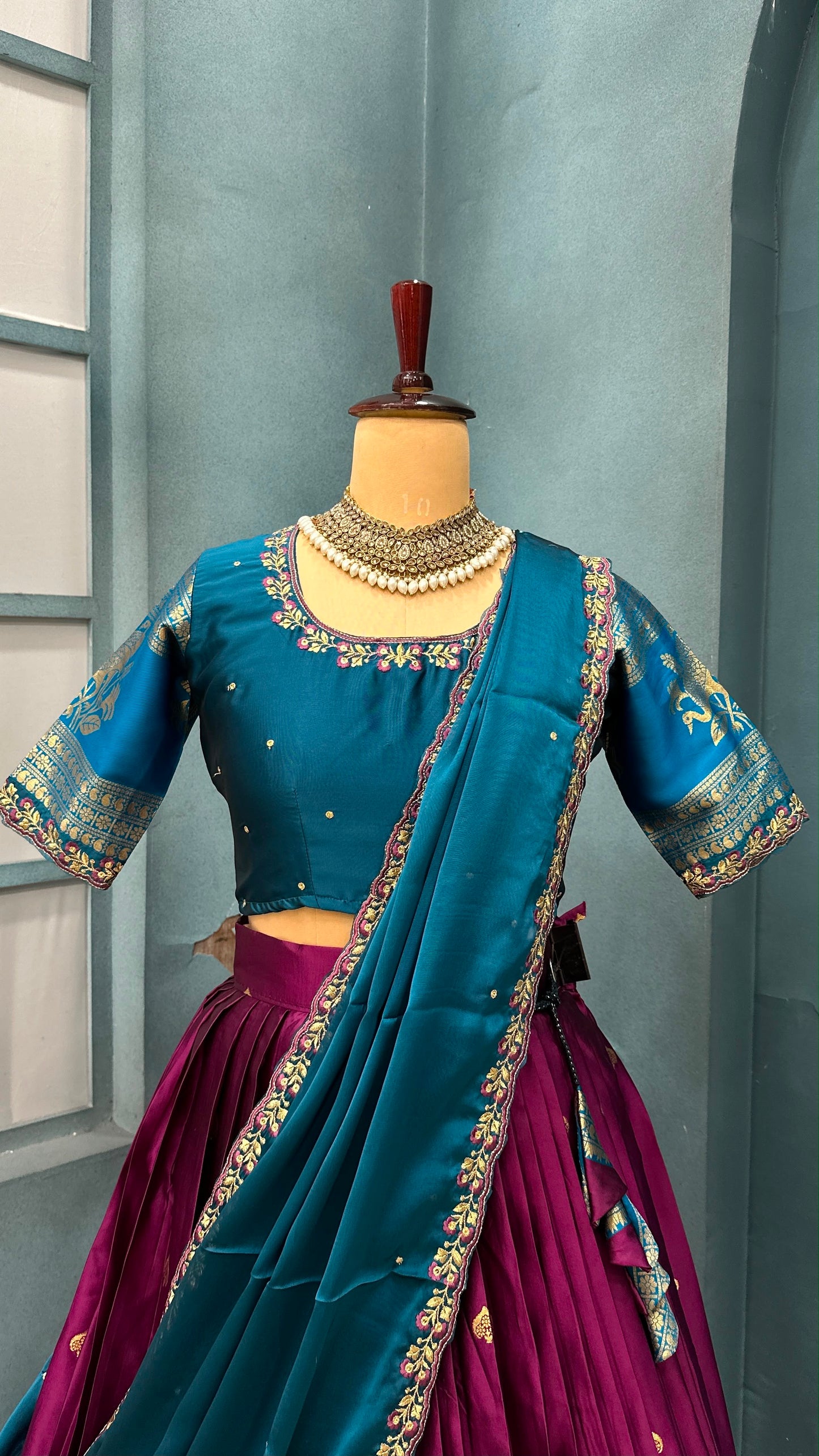 Kanjivaram fully stitched lehenga