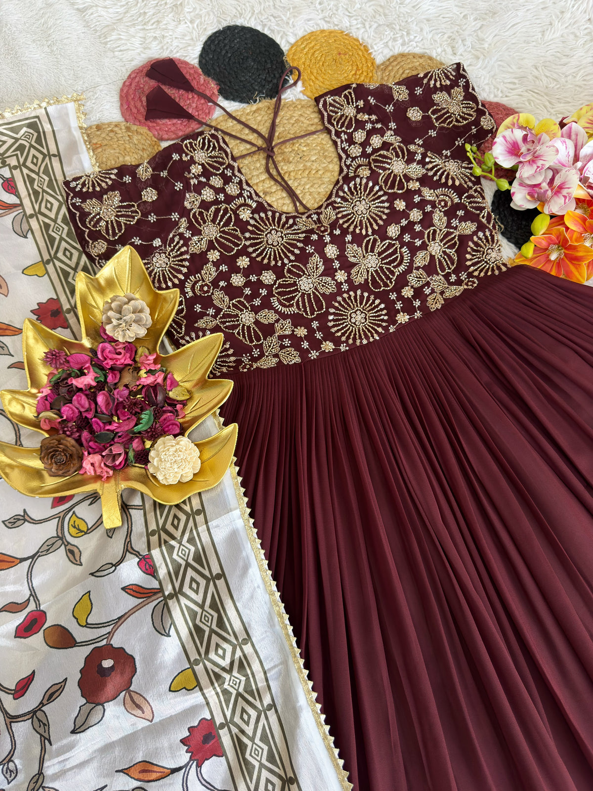 Maggam work Anarkali with duppatta