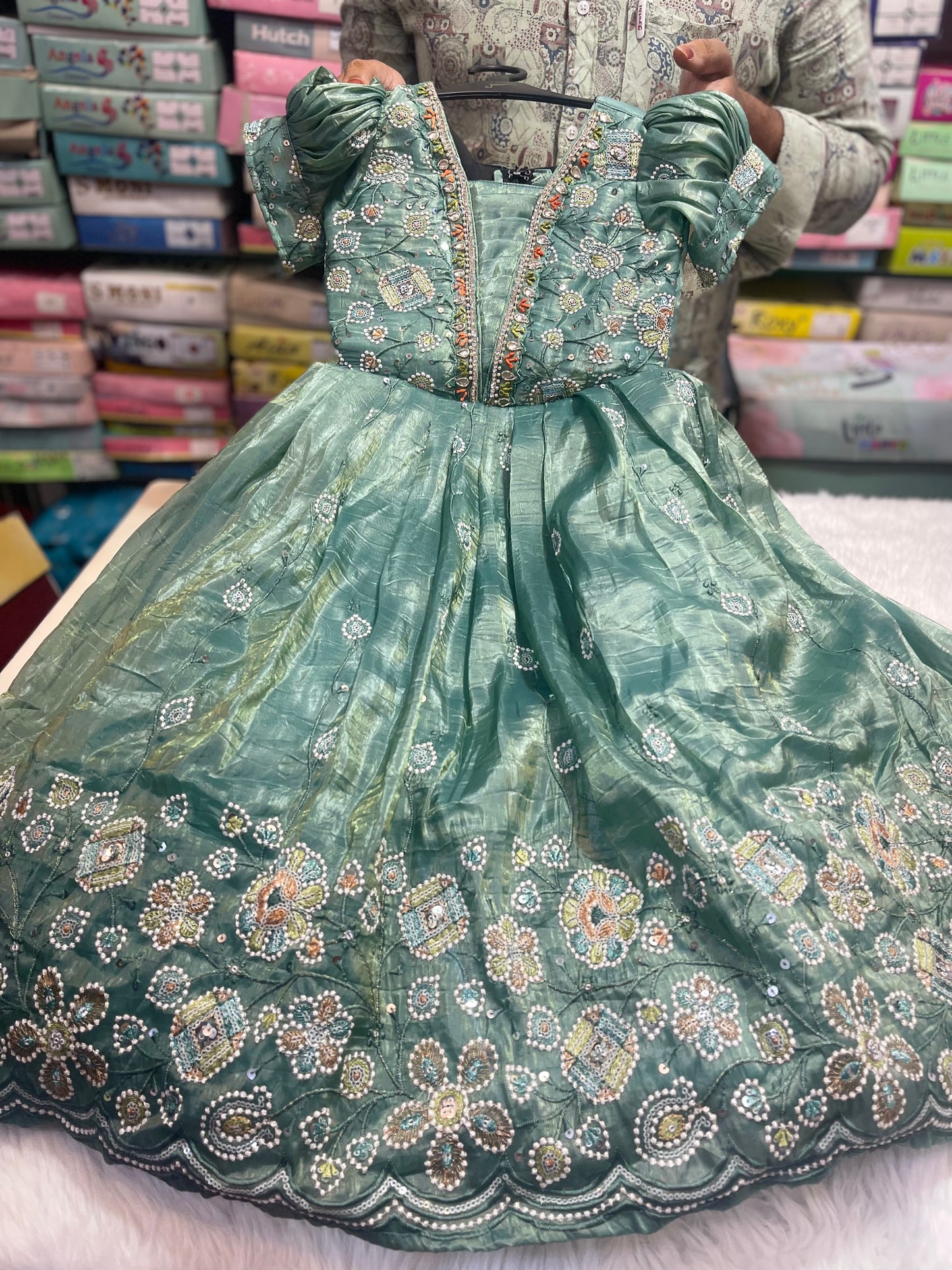 Embroidery party wear long frock