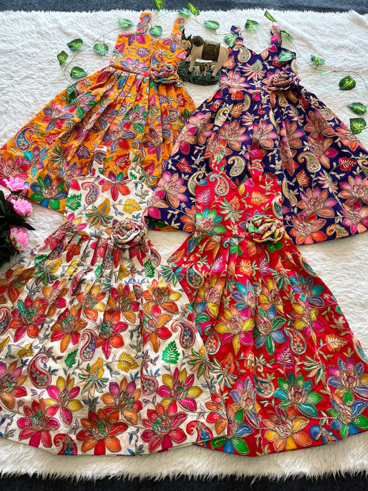 Position embroidery kids frocks