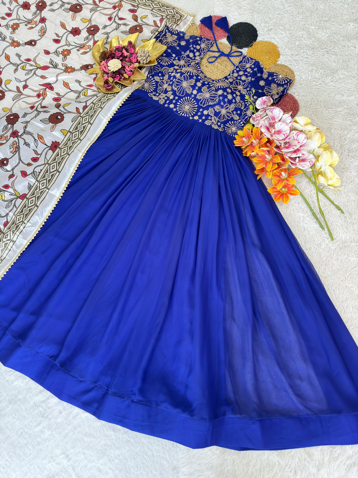 Maggam work Anarkali with duppatta