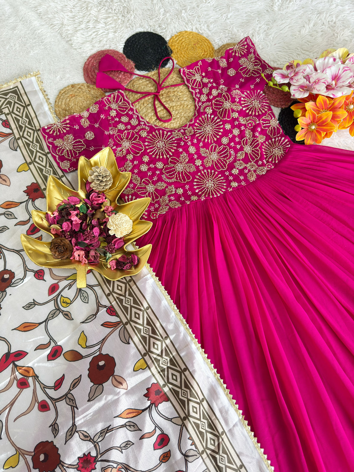 Maggam work Anarkali with duppatta