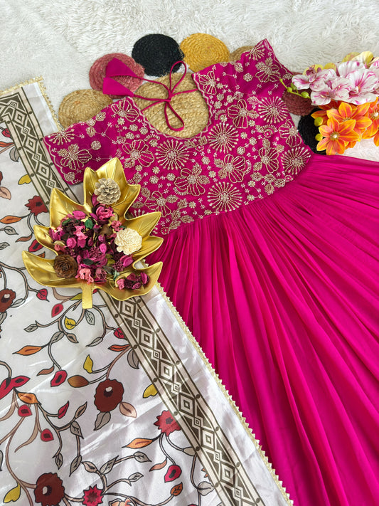 Maggam work Anarkali with duppatta