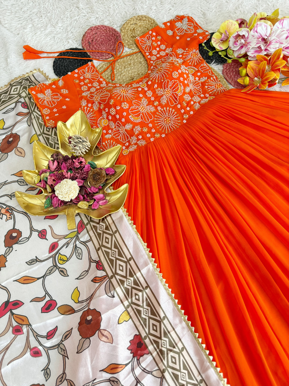 Maggam work Anarkali with duppatta