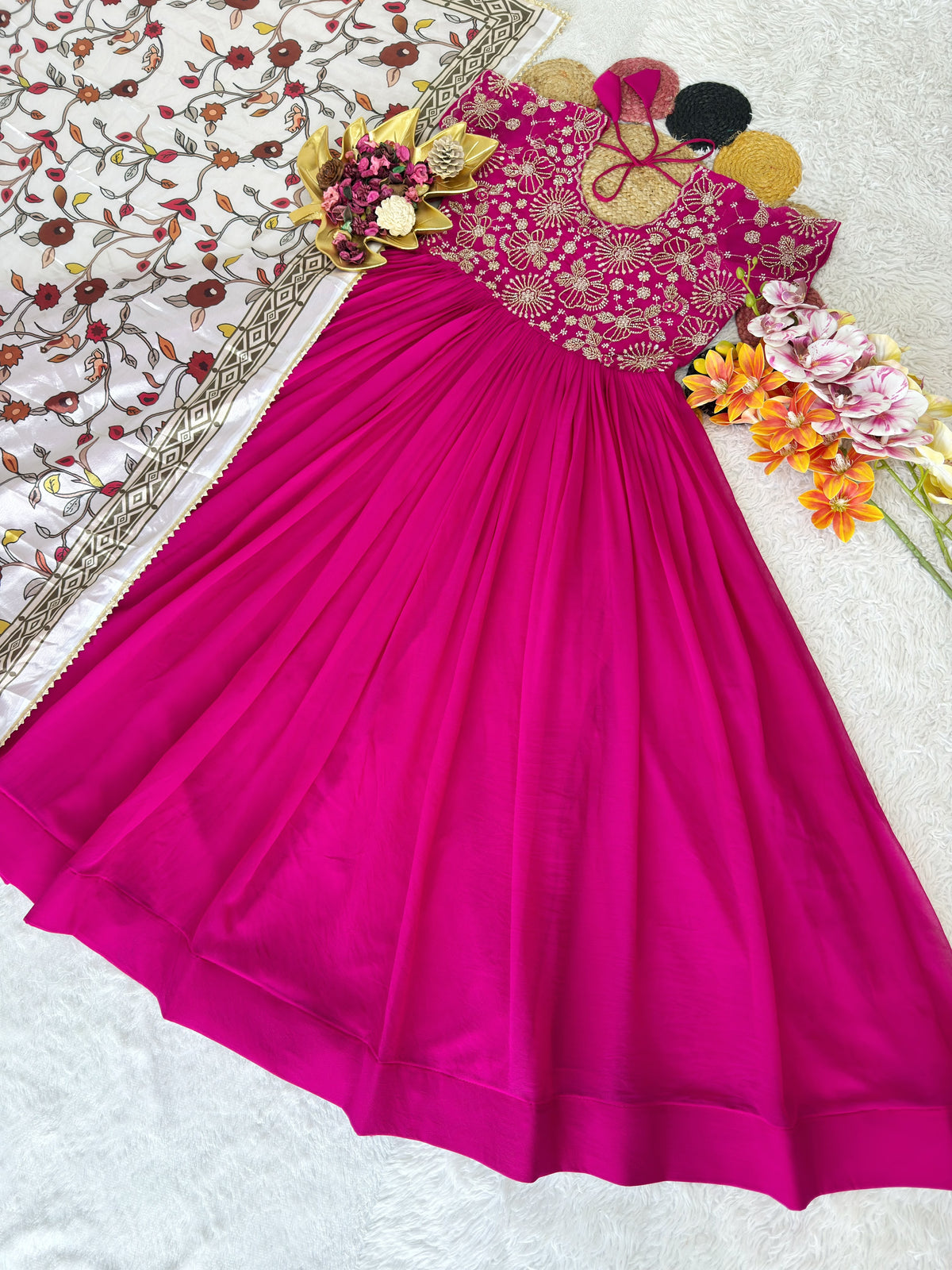 Maggam work Anarkali with duppatta