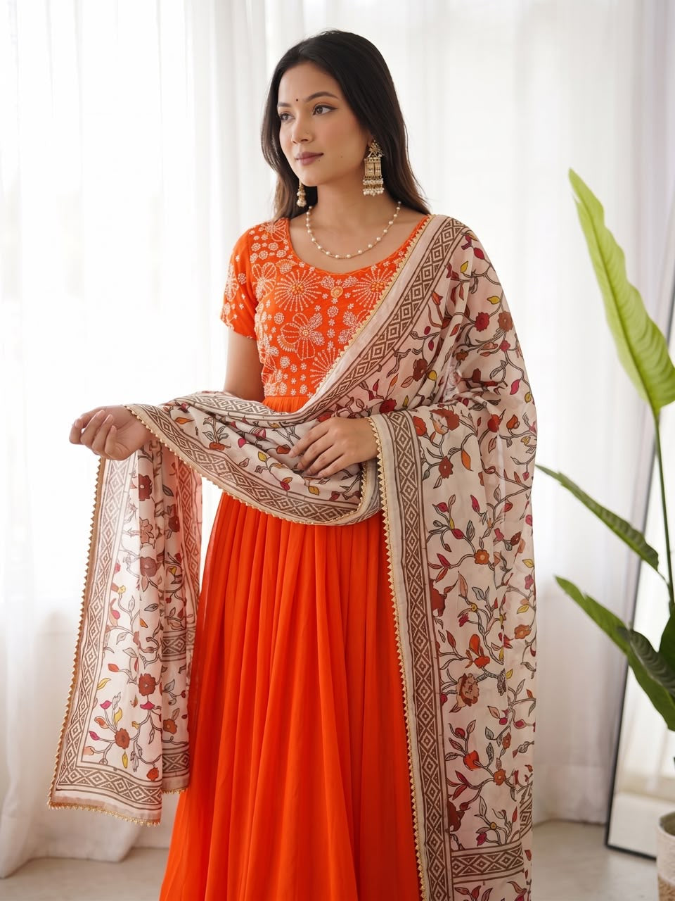 Maggam work Anarkali with duppatta