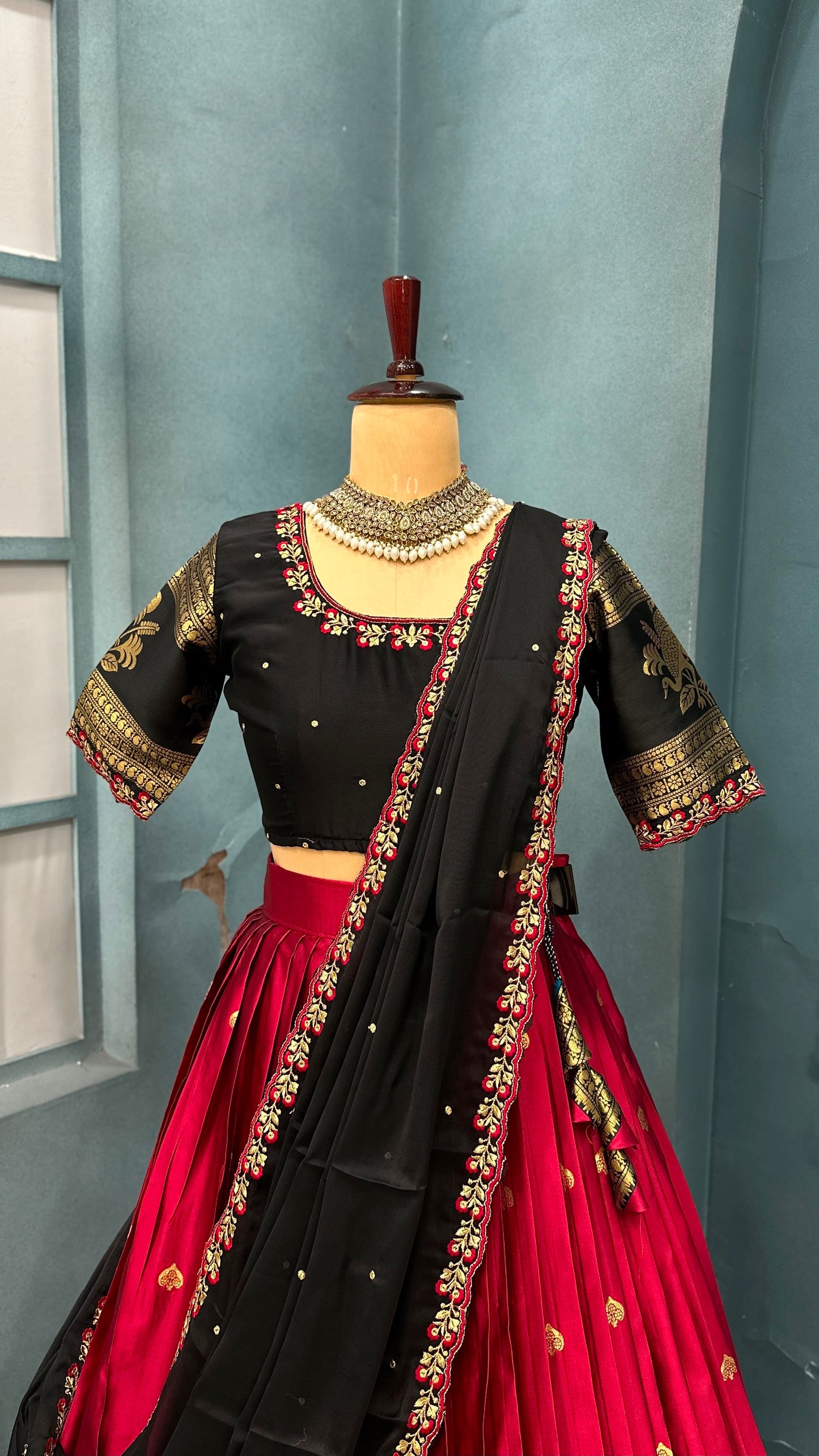 Kanjivaram fully stitched lehenga