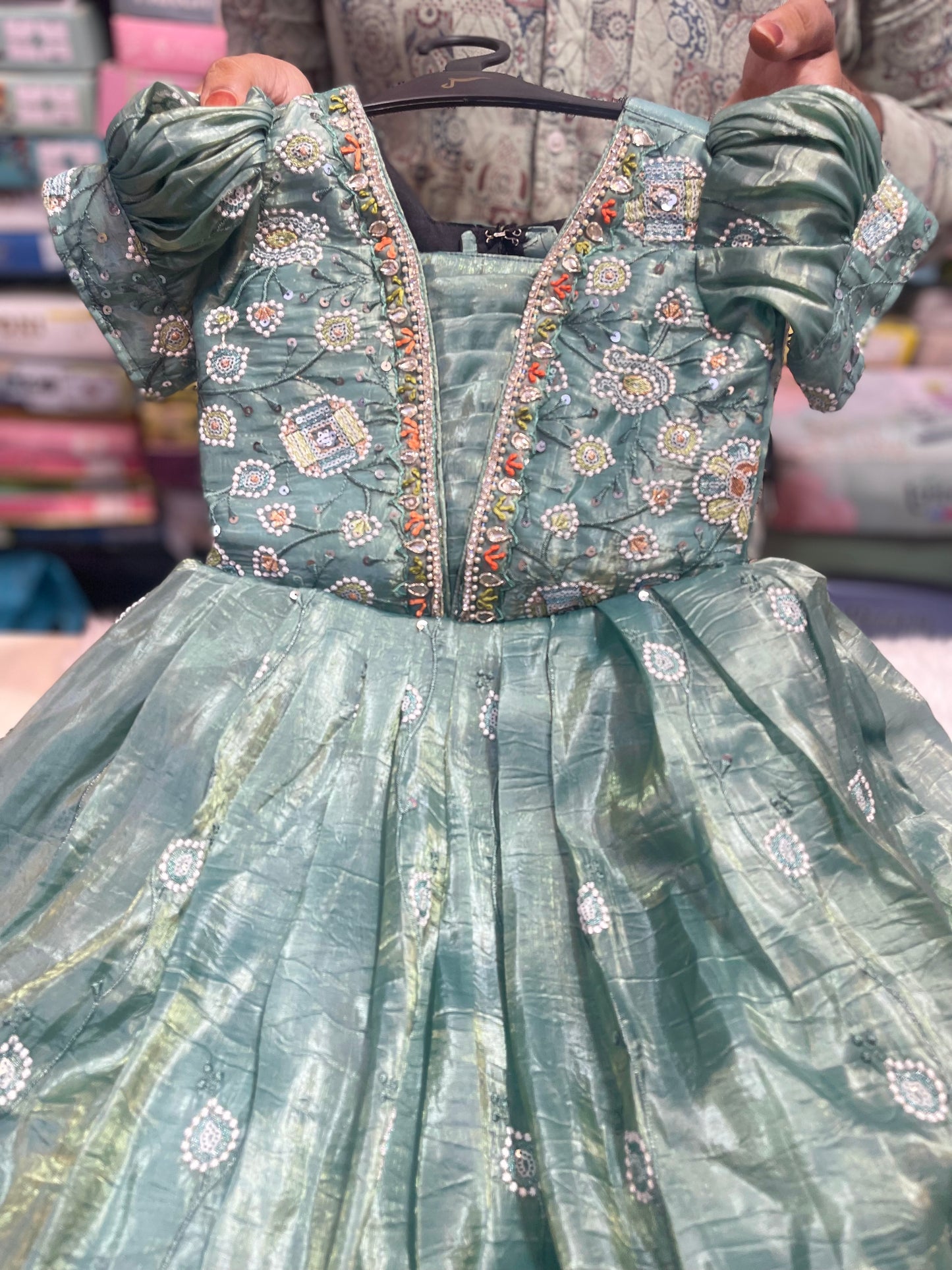 Embroidery party wear long frock