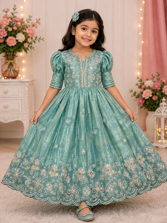Embroidery party wear long frock
