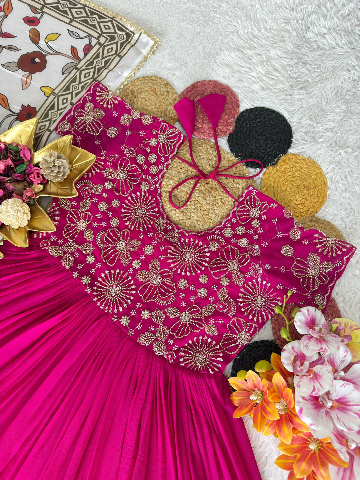 Maggam work Anarkali with duppatta