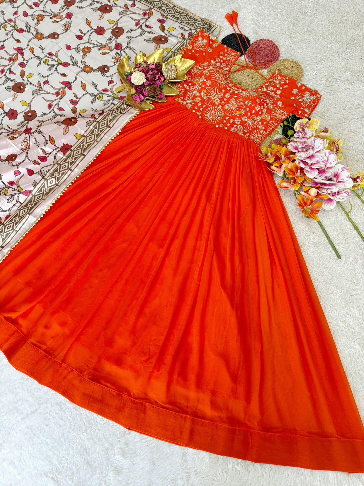 Maggam work Anarkali with duppatta