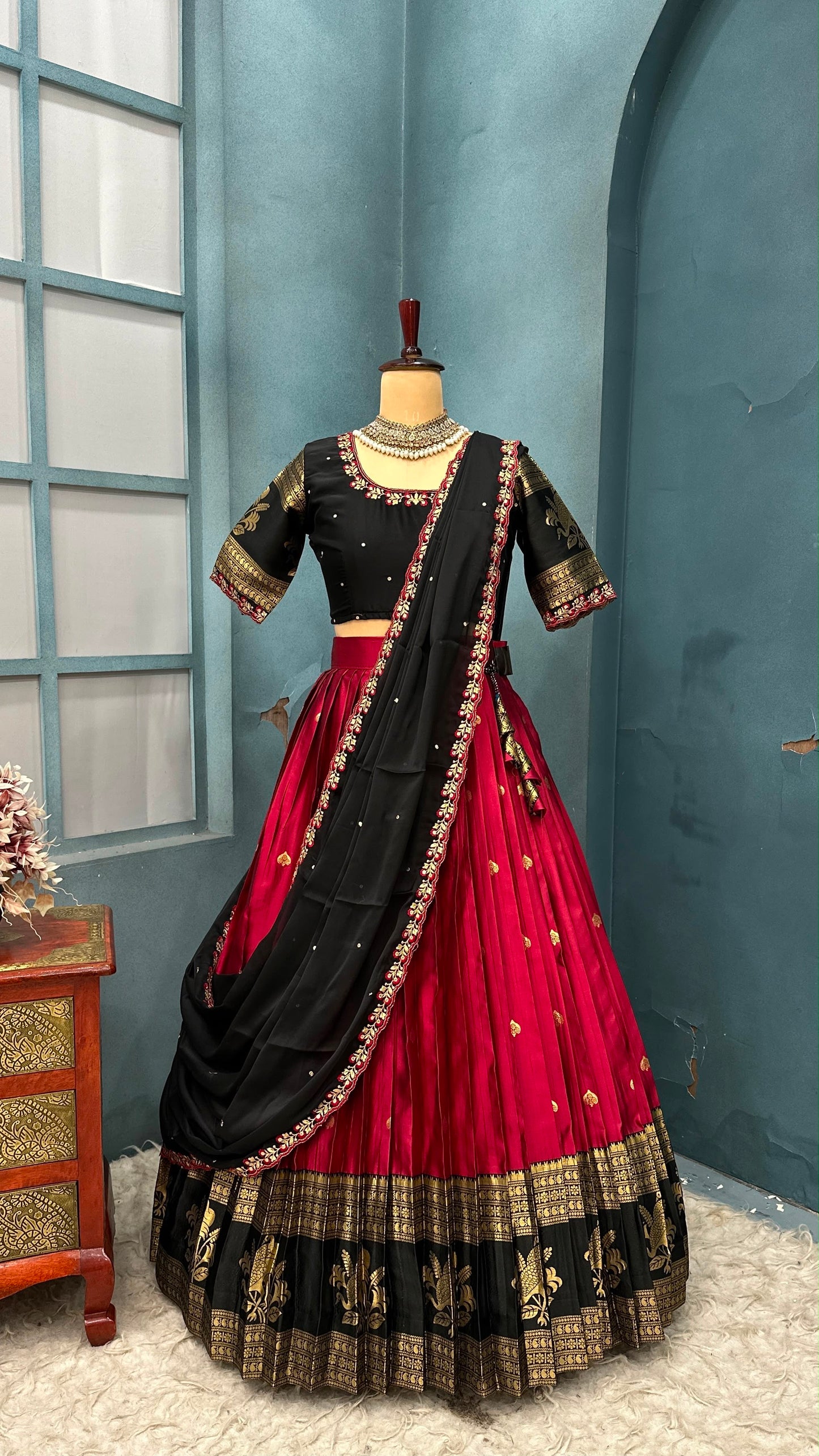 Kanjivaram fully stitched lehenga