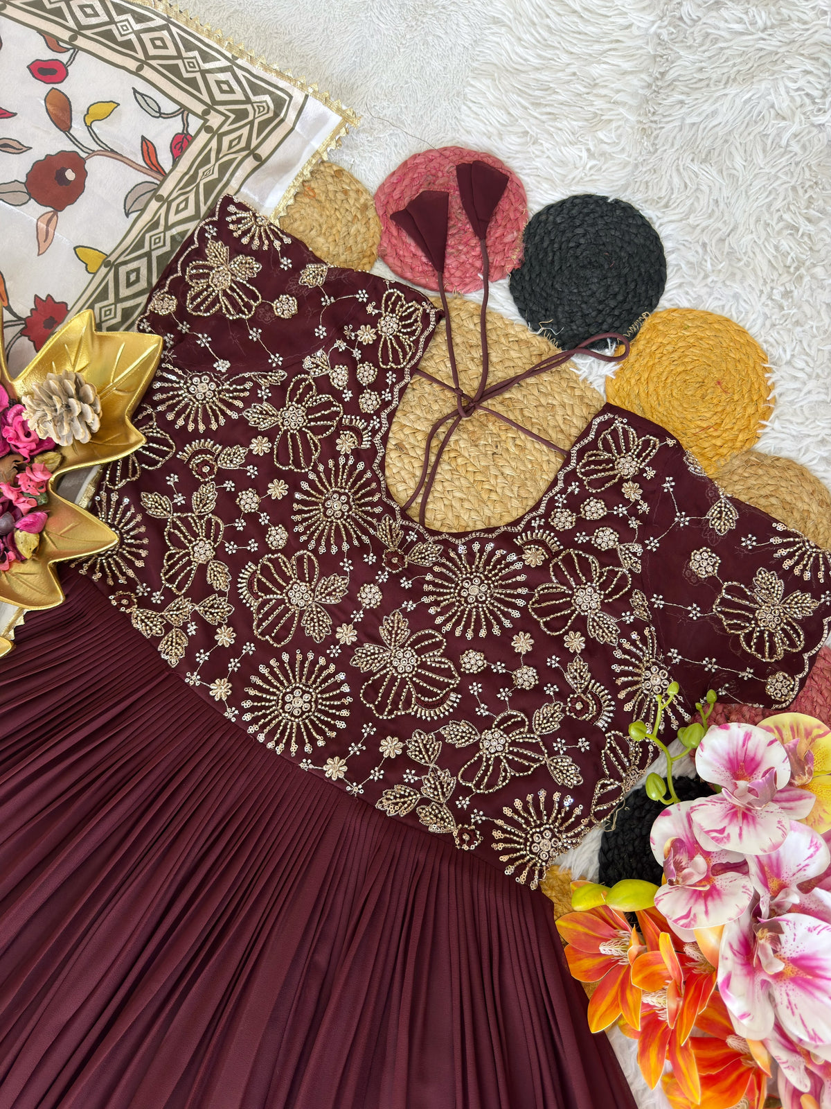 Maggam work Anarkali with duppatta