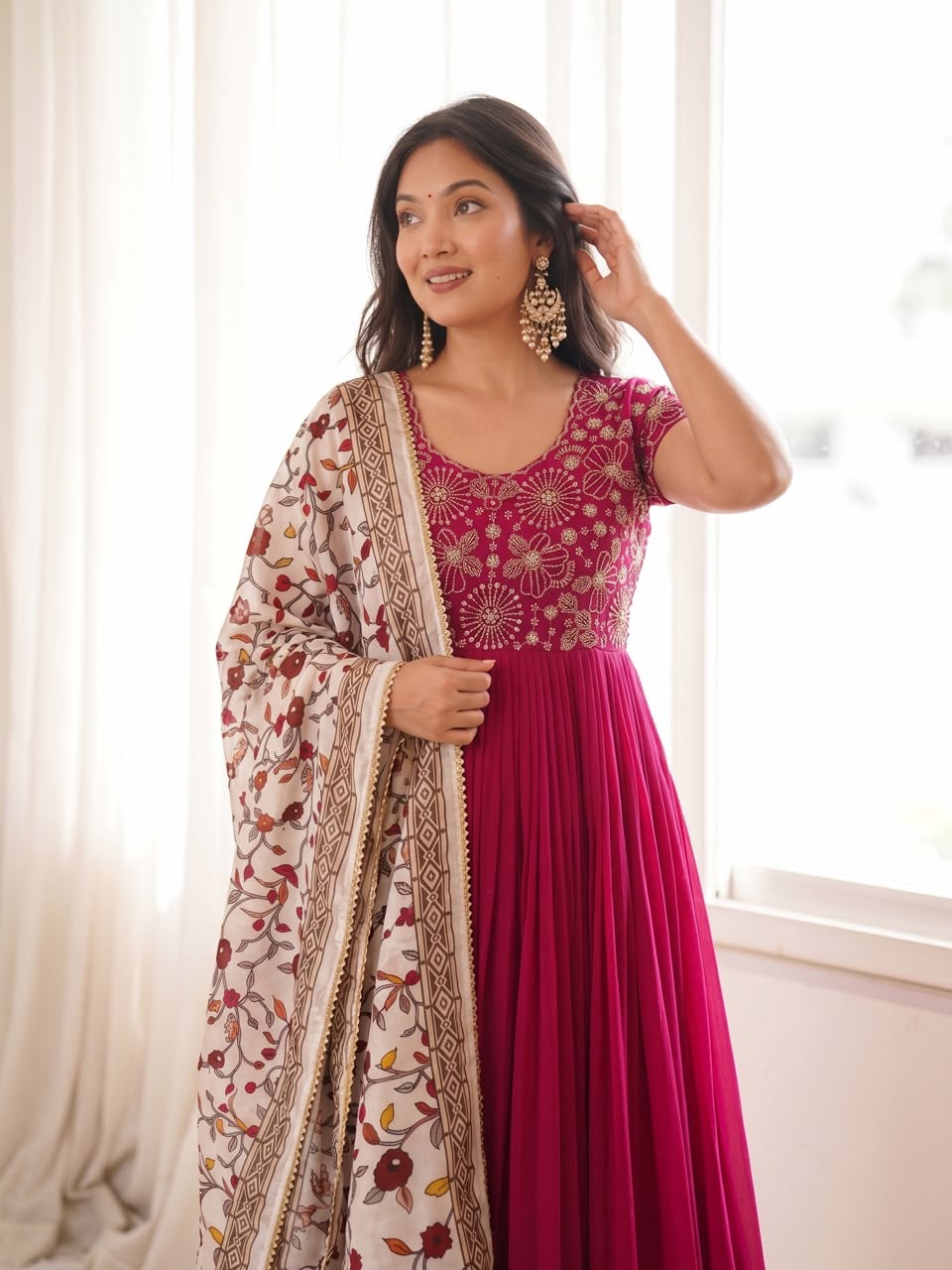 Maggam work Anarkali with duppatta