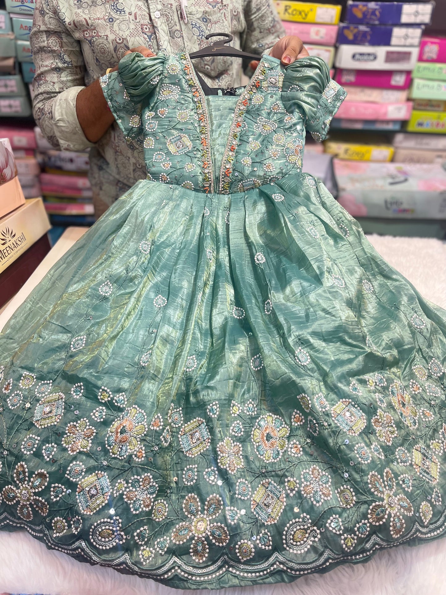 Embroidery party wear long frock