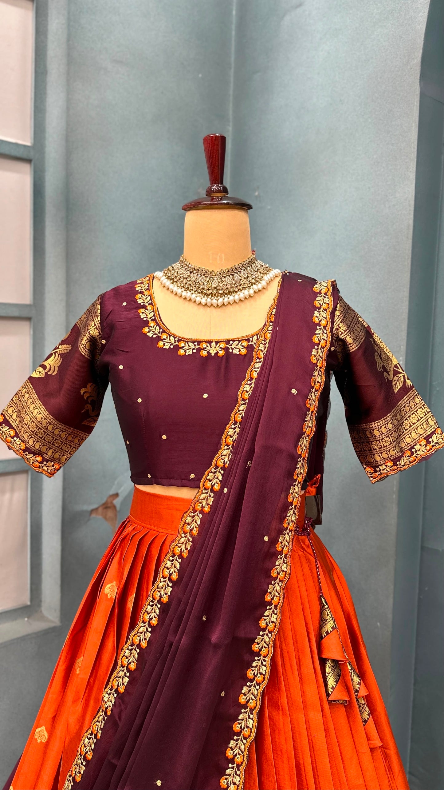 Kanjivaram fully stitched lehenga