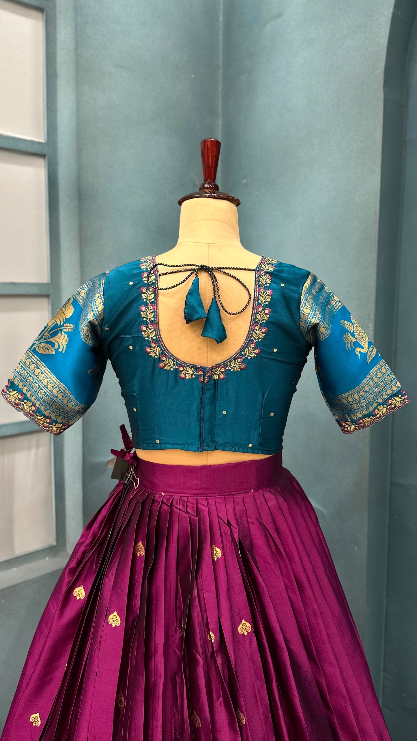 Kanjivaram fully stitched lehenga