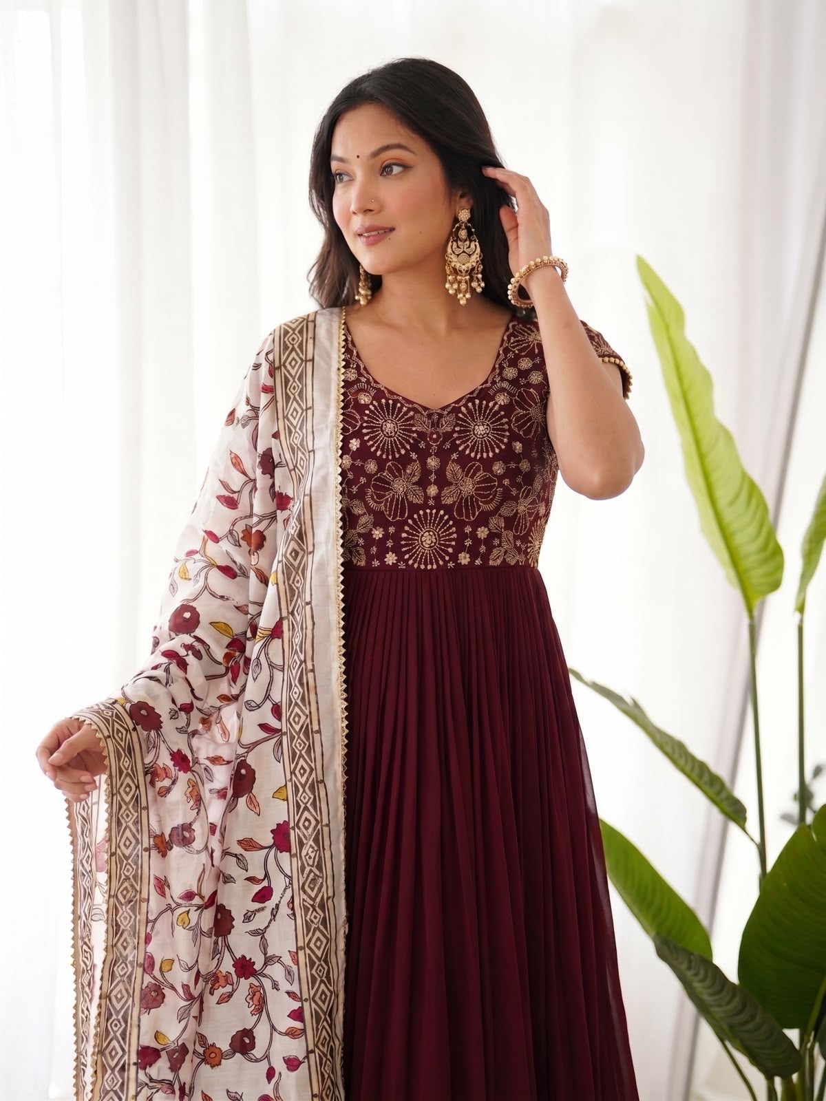 Maggam work Anarkali with duppatta