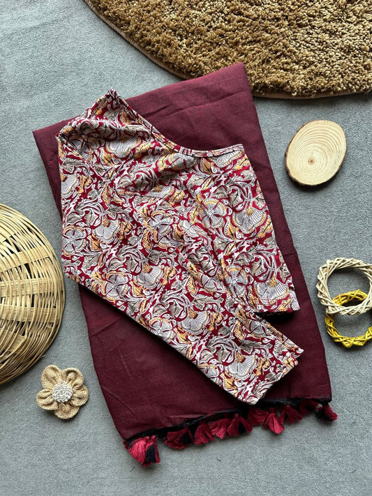 Khadi cotton saree with stretchable blouse