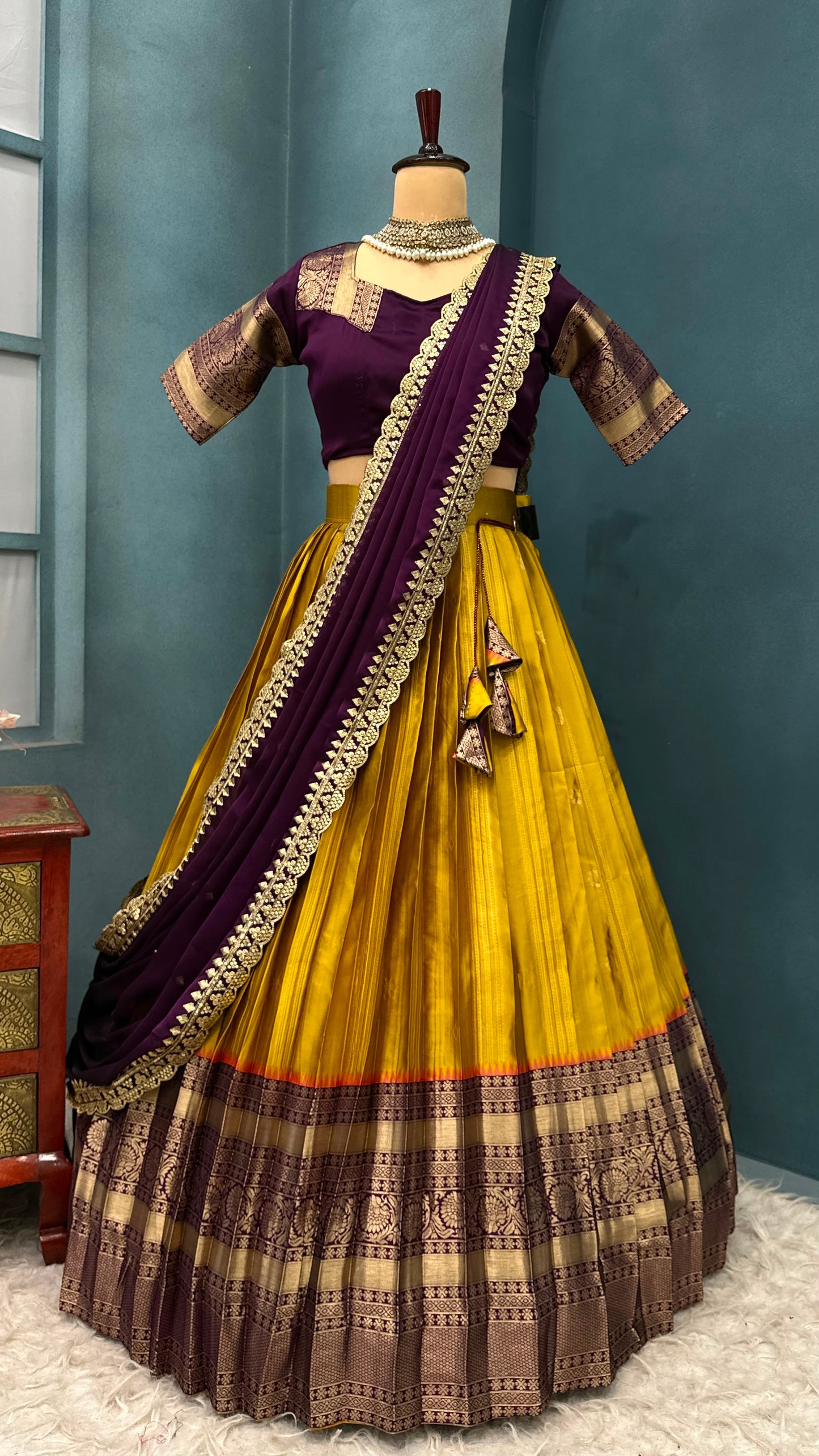 kanjivaram fully stitched halfsaree