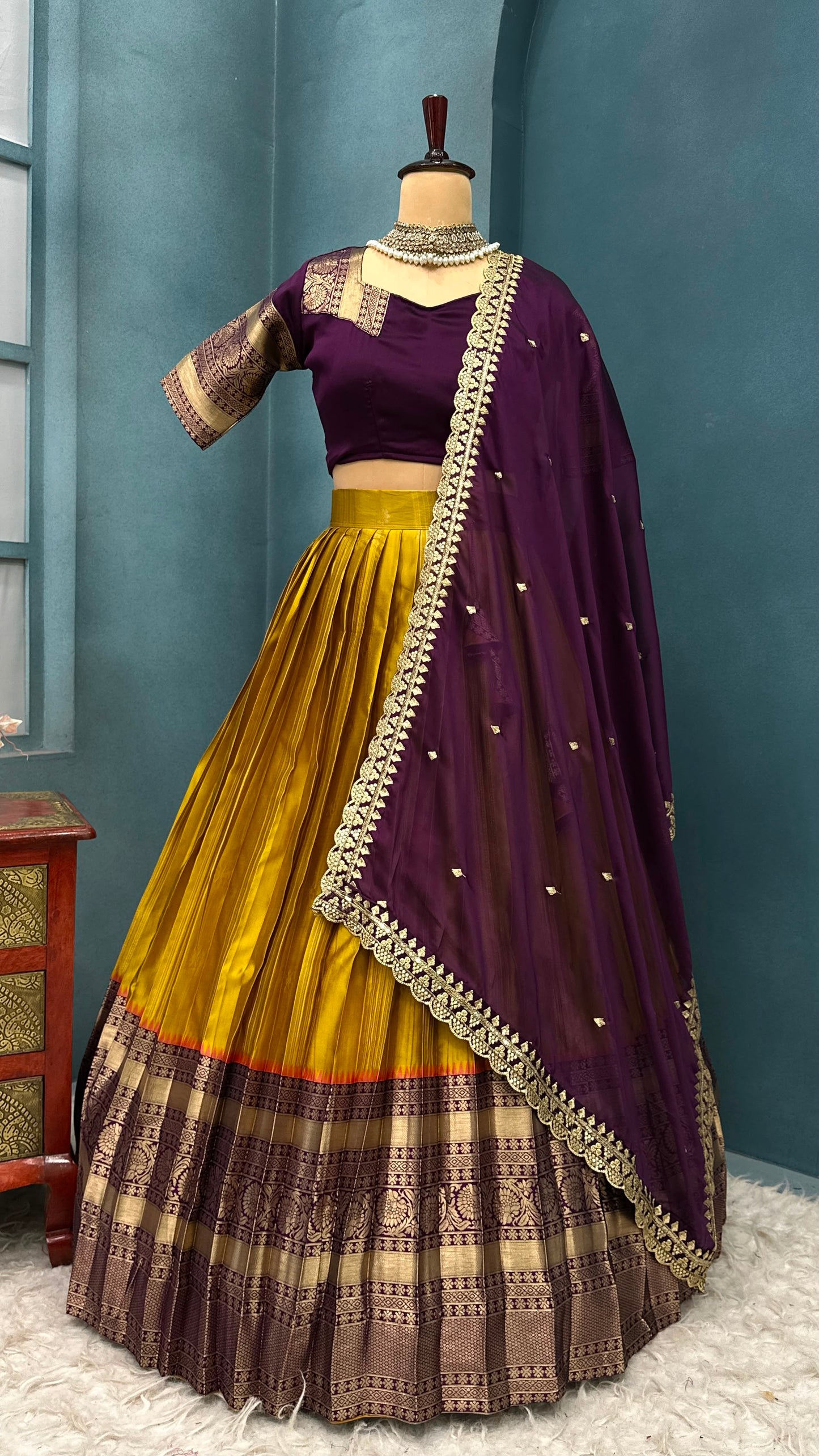 kanjivaram fully stitched halfsaree