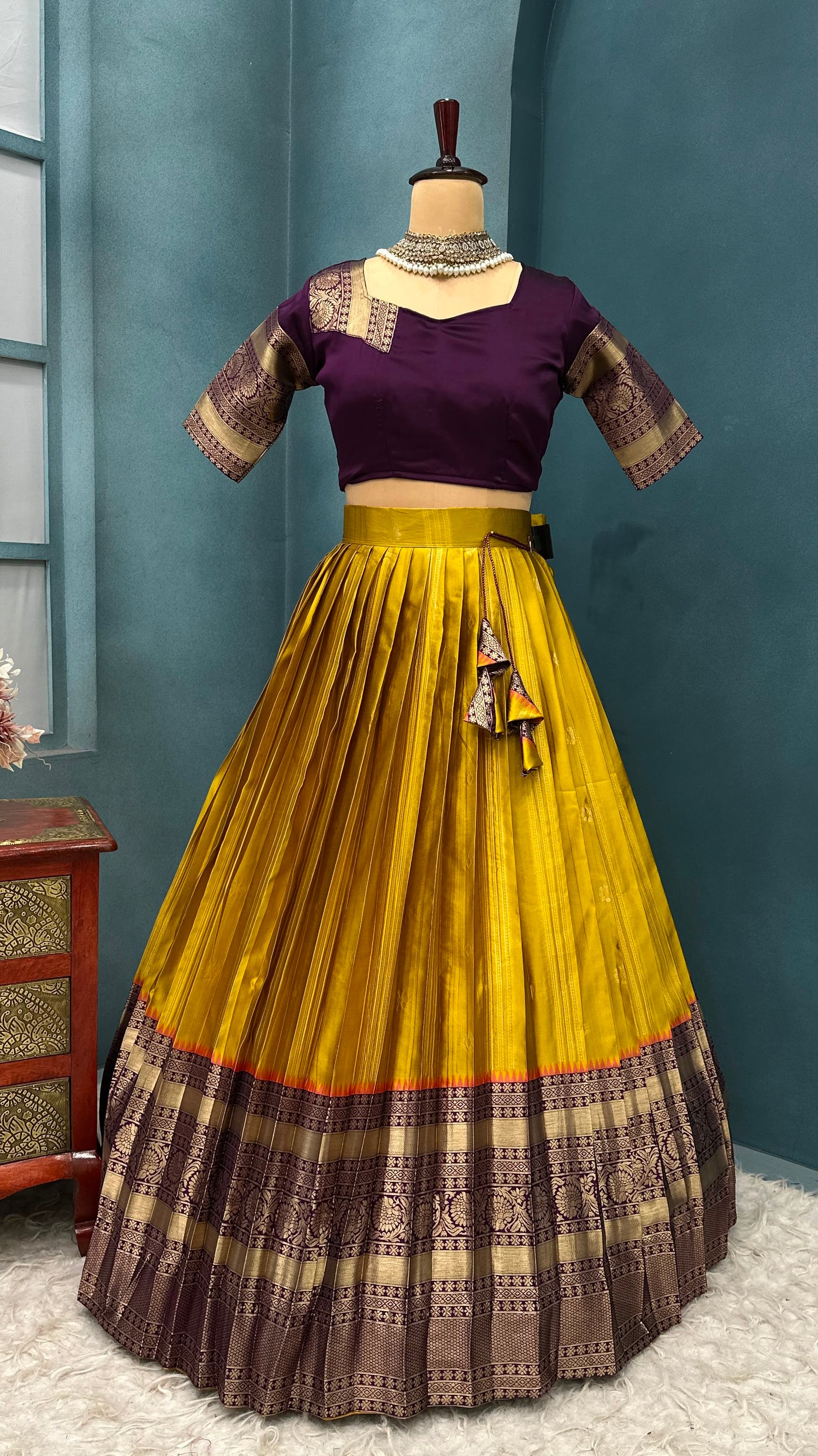 kanjivaram fully stitched halfsaree