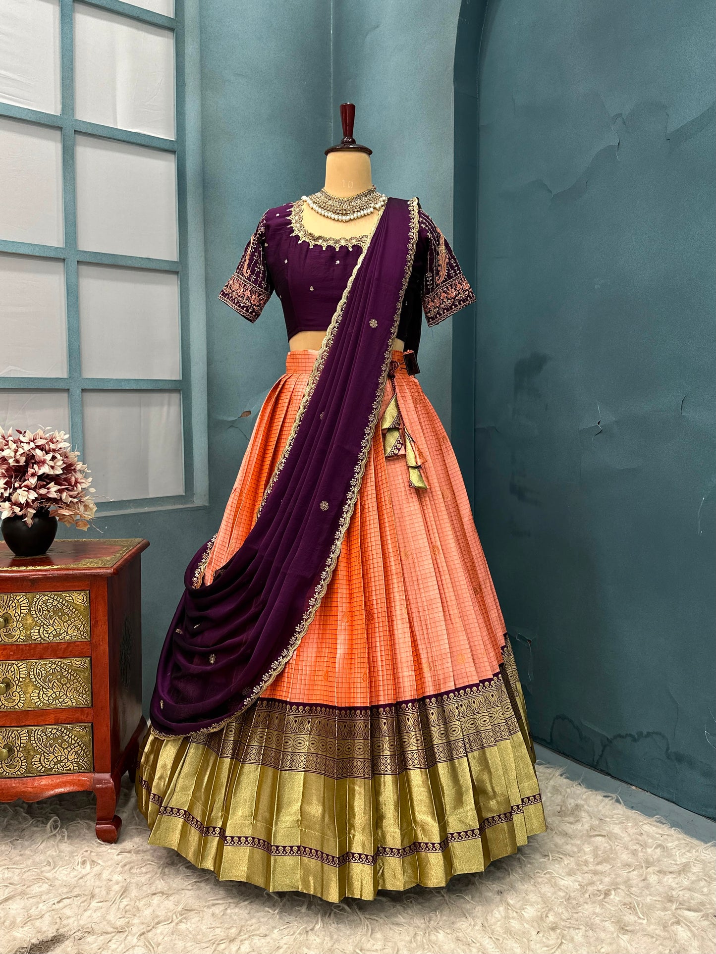 kanjivaram fully stitched halfsaree