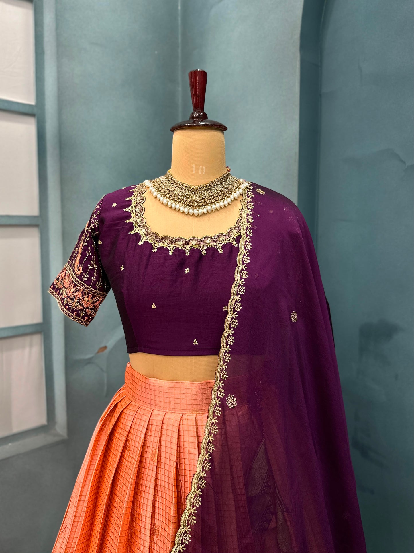 kanjivaram fully stitched halfsaree