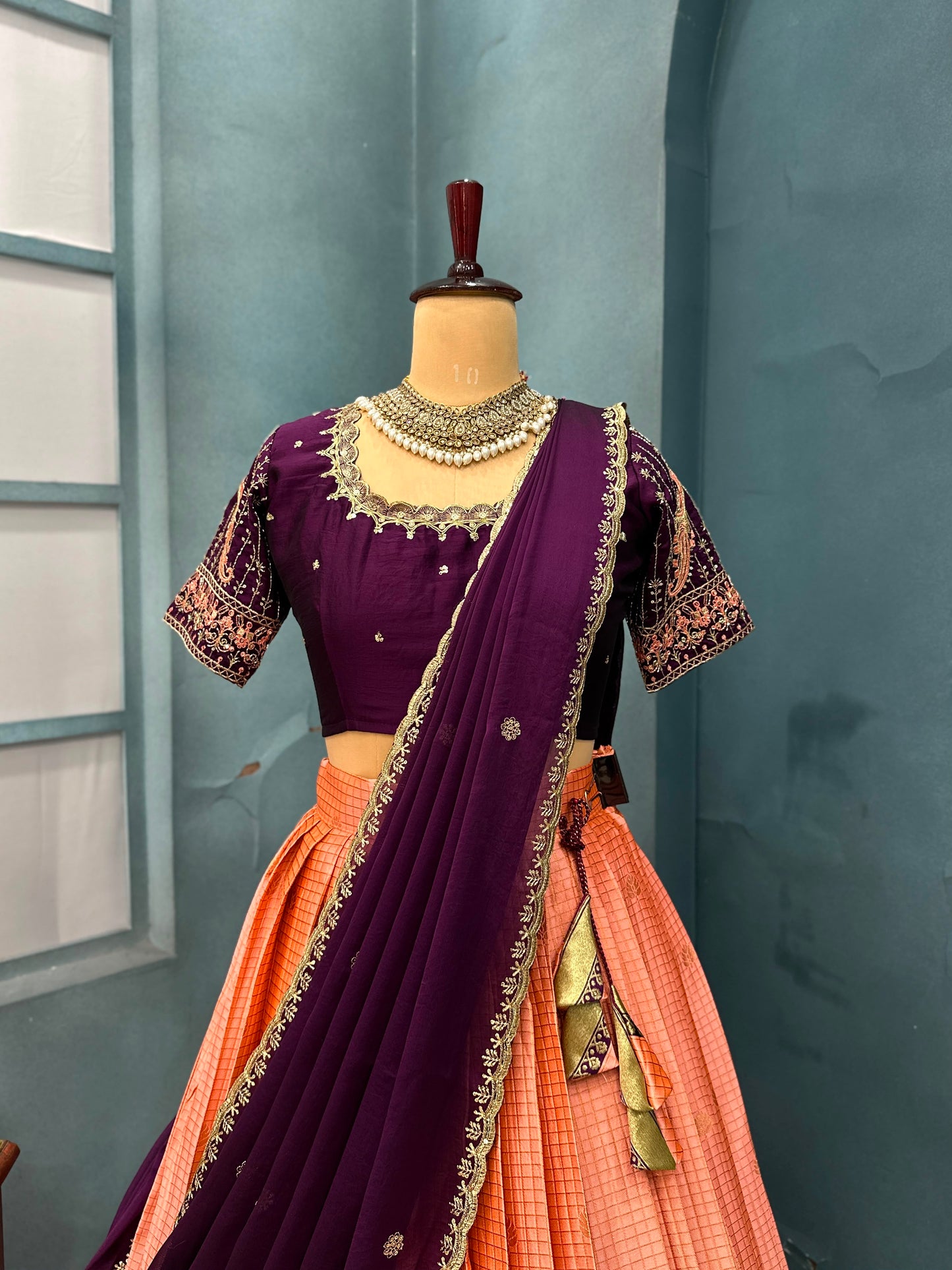 kanjivaram fully stitched halfsaree