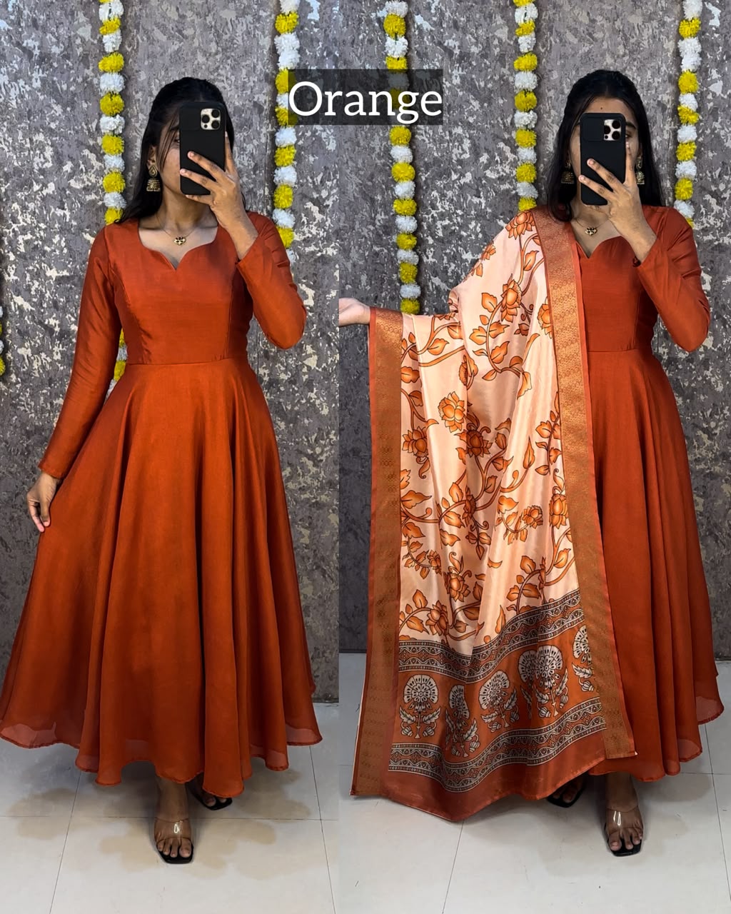 plain vichithra anarkali with trending kalamkari dupata 😍