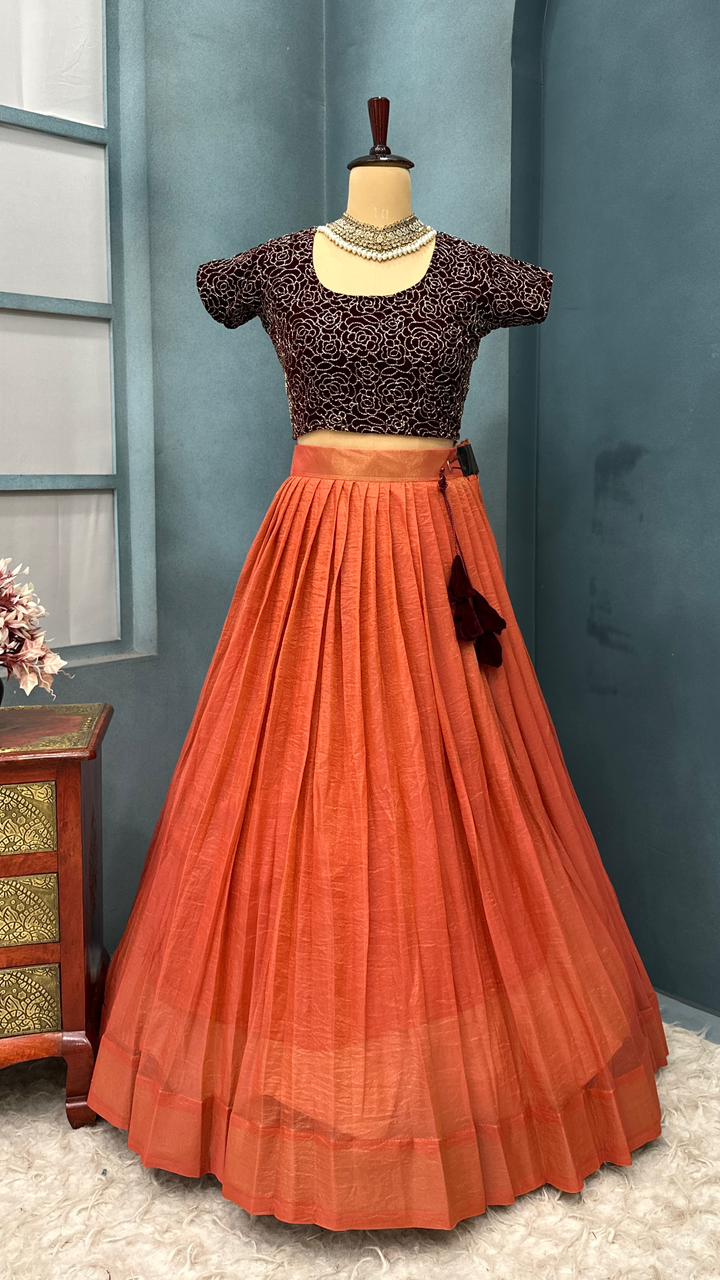 Tissue silk  lehenga