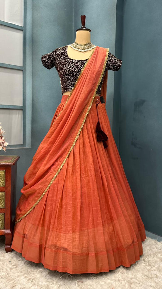 Tissue silk  lehenga