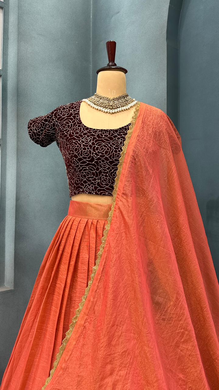Tissue silk  lehenga