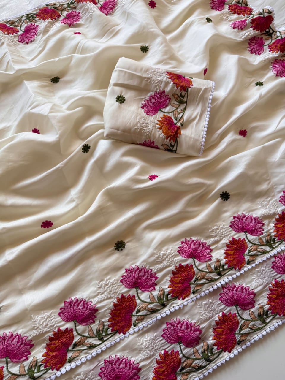 Embroidery Tussar silk saree