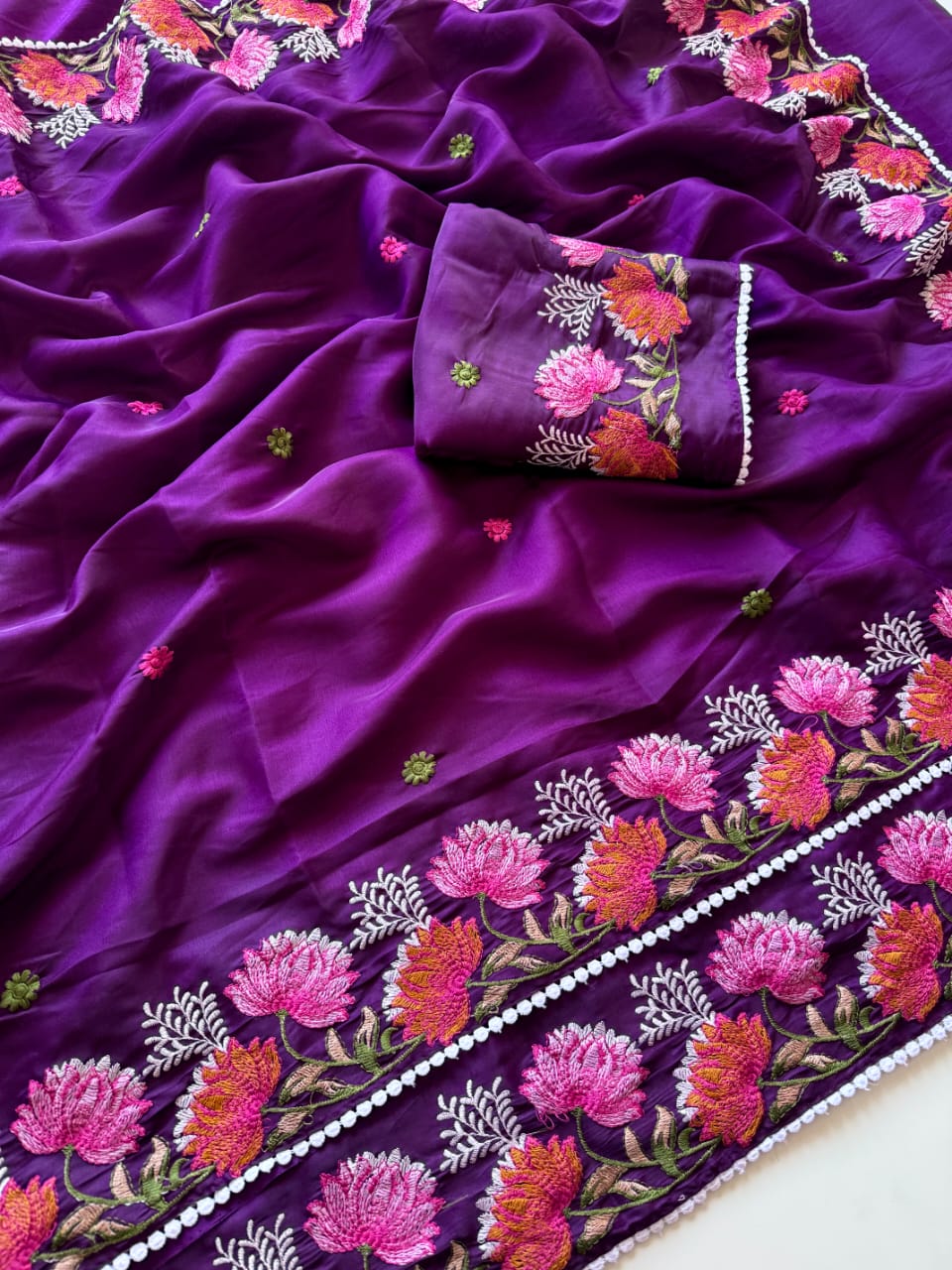 Embroidery Tussar silk saree