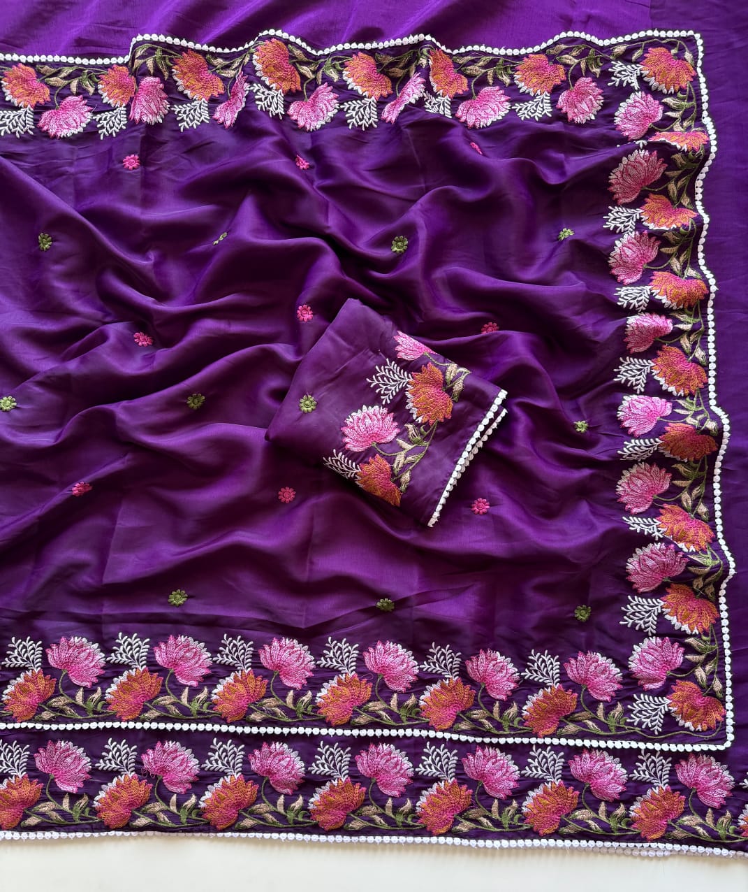Embroidery Tussar silk saree