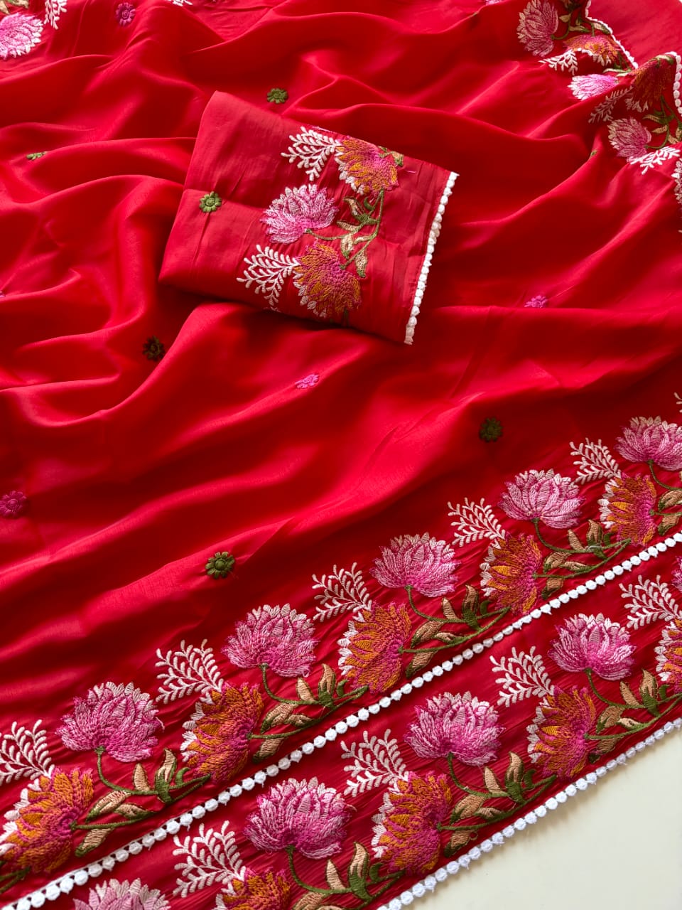 Embroidery Tussar silk saree