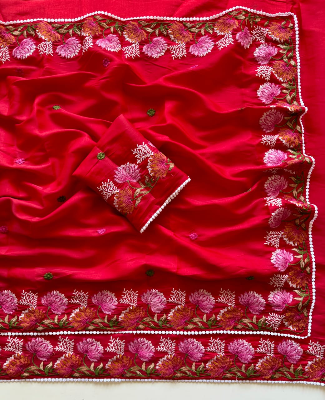 Embroidery Tussar silk saree