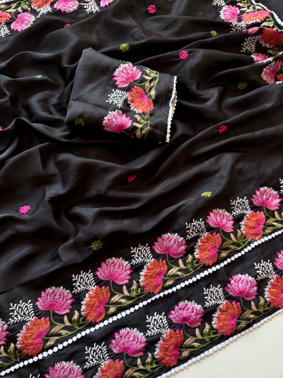 Embroidery Tussar silk saree