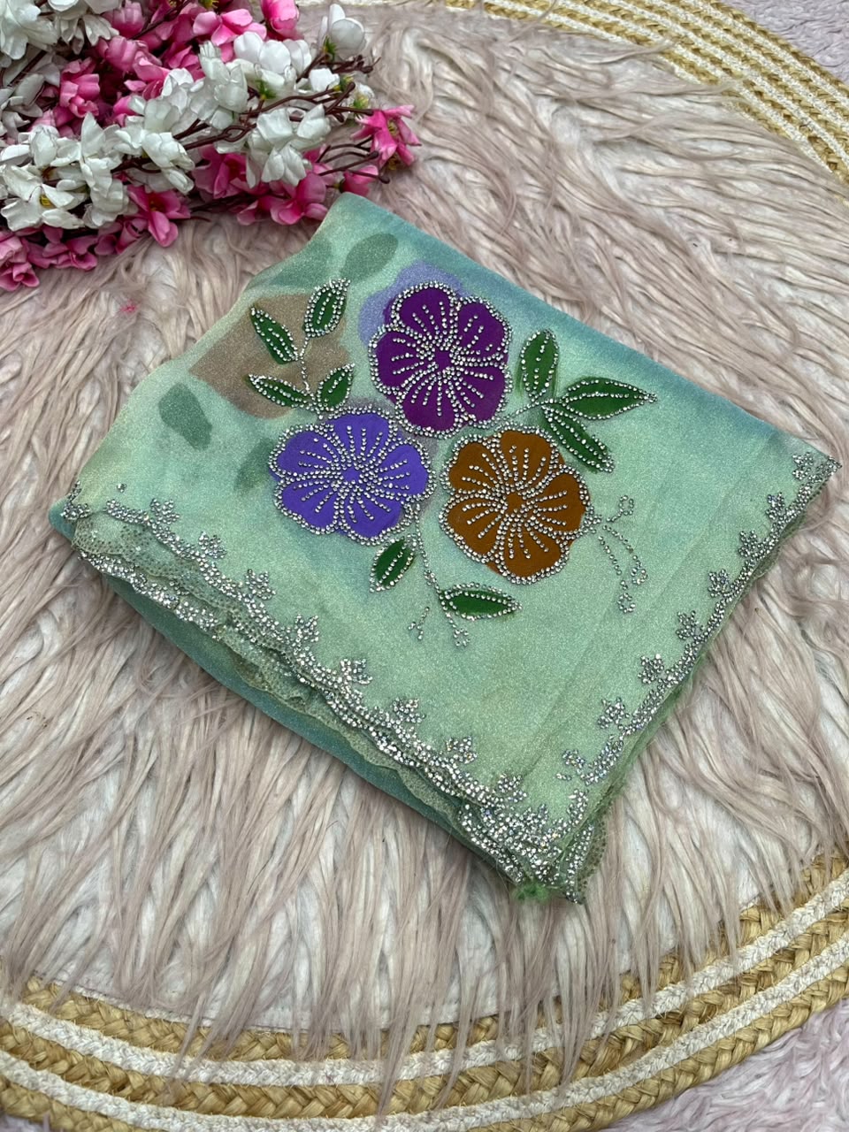 Brush paint tissue silk sarees